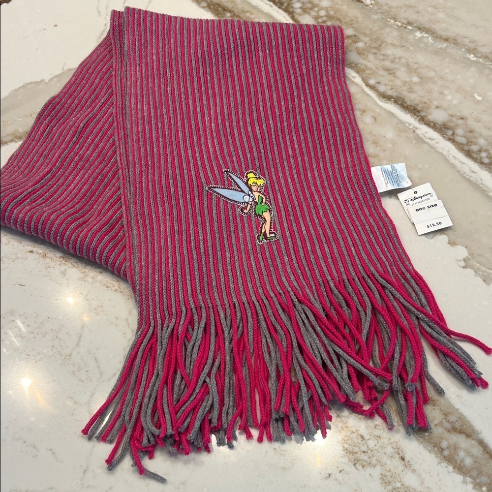 NWT Disney Pink and Gray TinkerBell Scarf